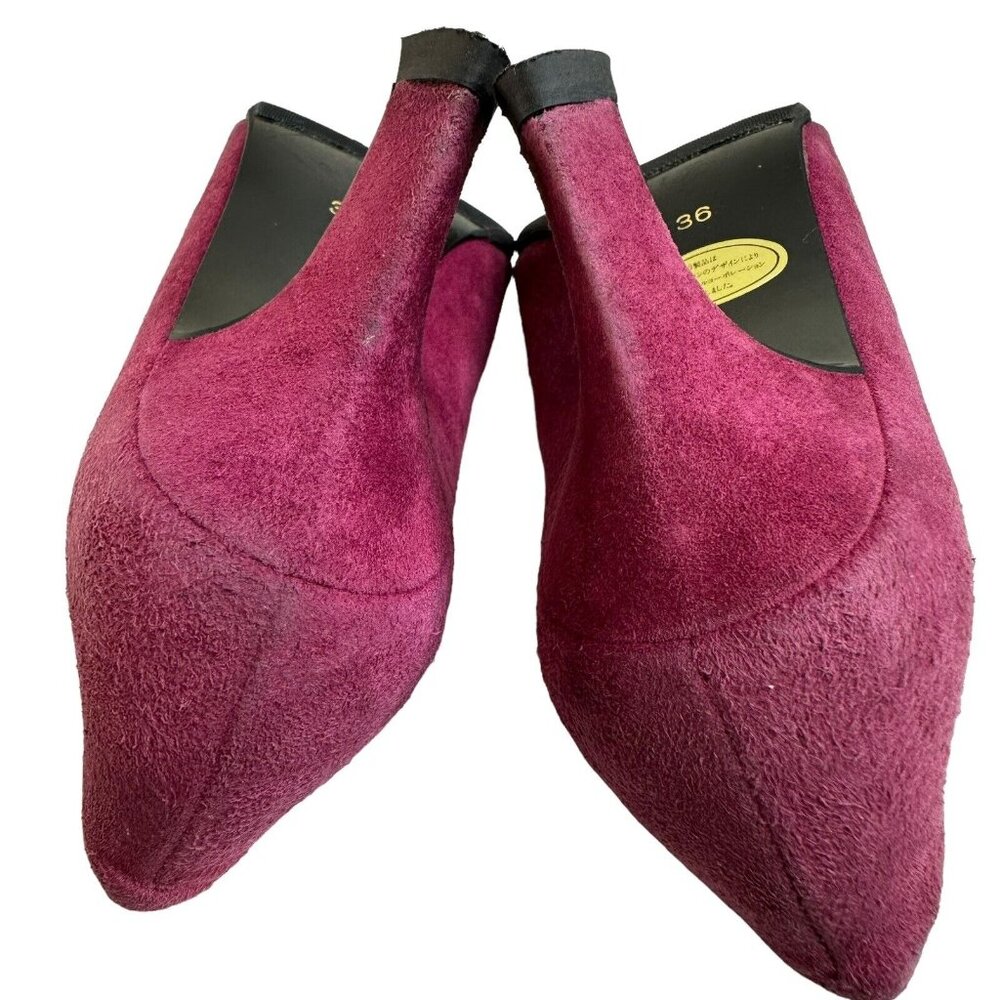 Vintage Saint Laurent YSL Pump Shoes Purple Sz US 6 EU 36 Stud Details Point Toe - Picture 11 of 16